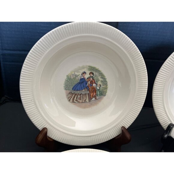 Godey Prints Rim Soup Bowls by Salem China Co Victorian Ladies Set of 4 USA - Picture 2 of 10